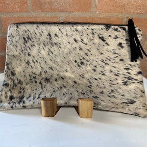 Parker & Hyde Black Salt and Pepper Cowhide Clutch